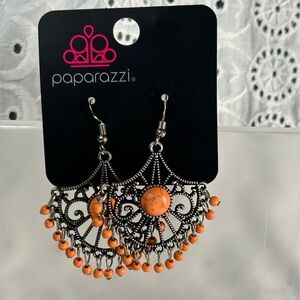 Paparazzi earrings Antique silver toned frame featuring filigree design.